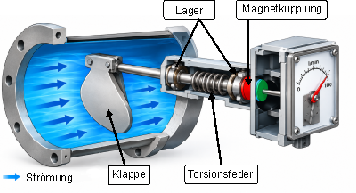 Messprinzip Klappen Durchflussmesser